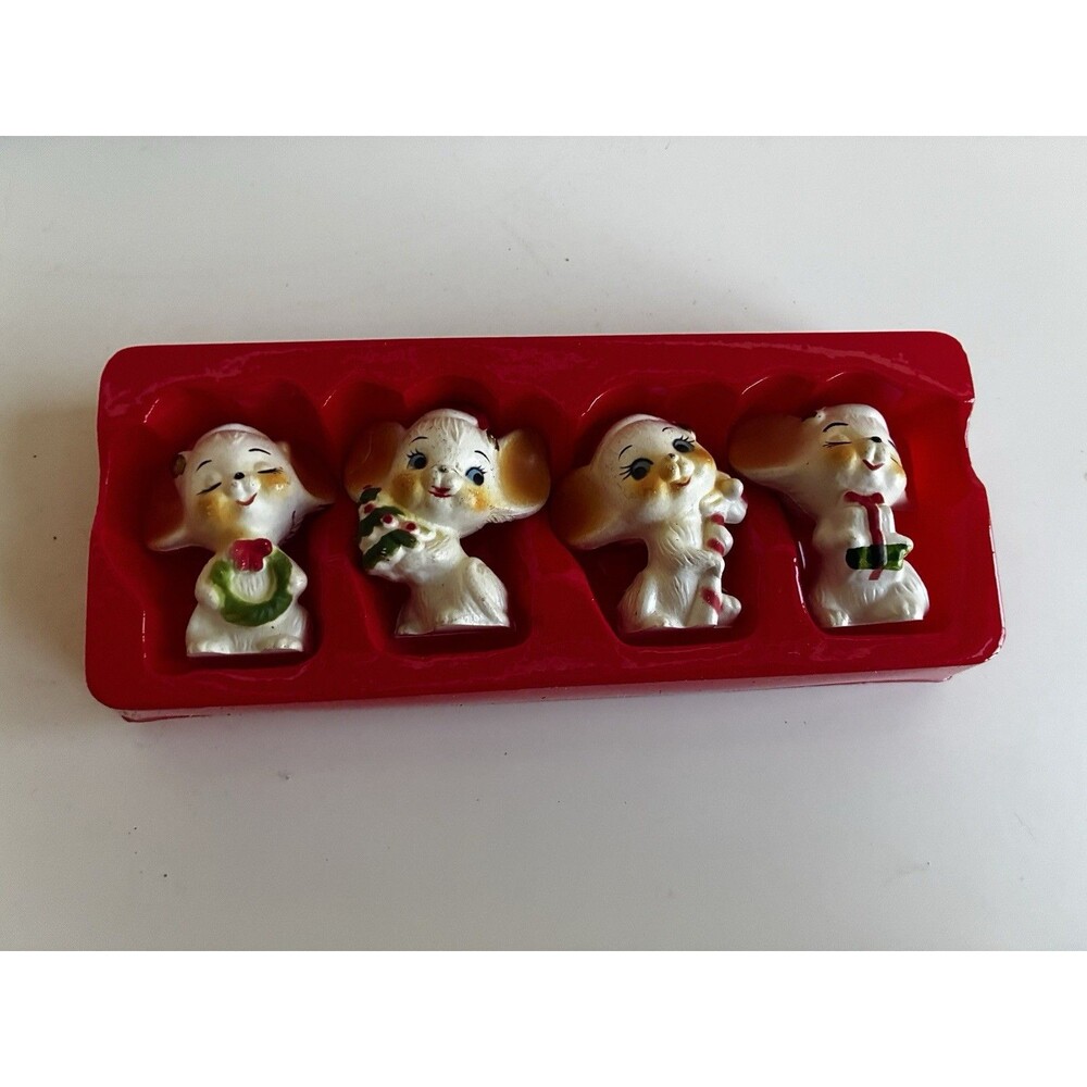 Vintage Comic Mouse Handpainted Mice Christmas Ornaments Miniature Set Of 4